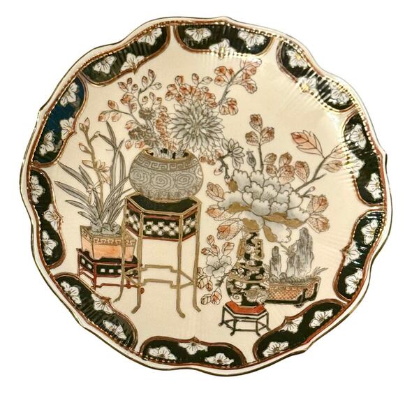 Vintage TOYO Macau Decorative Plate – Imari Style Floral & Vase Scene - Picture 1 of 4